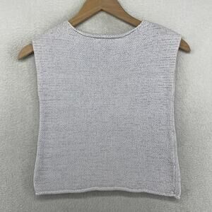 EILEEN FISHER Sweater PS Petite Tank Boxy Rolled Tape Yarn Cotton Purple